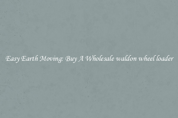 Easy Earth Moving: Buy A Wholesale waldon wheel loader