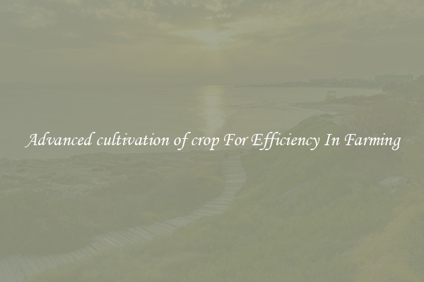 Advanced cultivation of crop For Efficiency In Farming